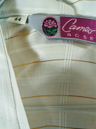 Cameo Rose blouse white/gold striped women Western long sleeve USA shirt Sz 44 - Picture 8 of 9