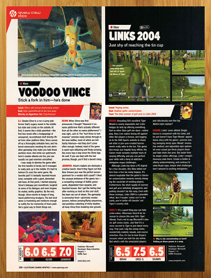 2003 Voodoo Vince/Links 2004 Original Xbox REVIEW PAGE Print Ad/Poster Promo Art