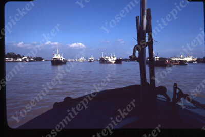 sl06 Original Slide 1970's  China Canton Pearl River boat / ship 674a