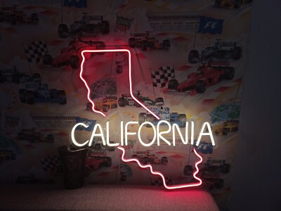 Neon sign california state map, Neon map state of california(size 30'')
