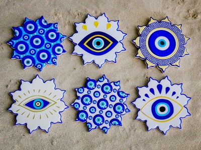 Nazar Coaster   10x10cm Evil Eye Protection Hand of Fatima Design