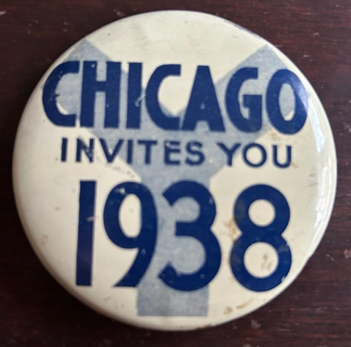 Chicago Invite You 1938 Étiquette 2 1/2 " - Afbeelding 1 van 2