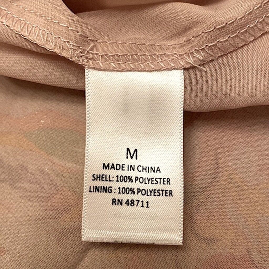 Ophelia Roe Blush Pink Floral Smocked Front Tie Up Long Sleeve Lined Top Size M