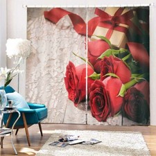 Great Red Bouquet Gift 3D Blockout Photo Print Curtain Fabric Curtains Window