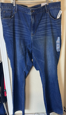 NWT Old Navy Jeans Womens 24 plus sz Mid Rise Kicker Boot Cut Blue Denim Stretch