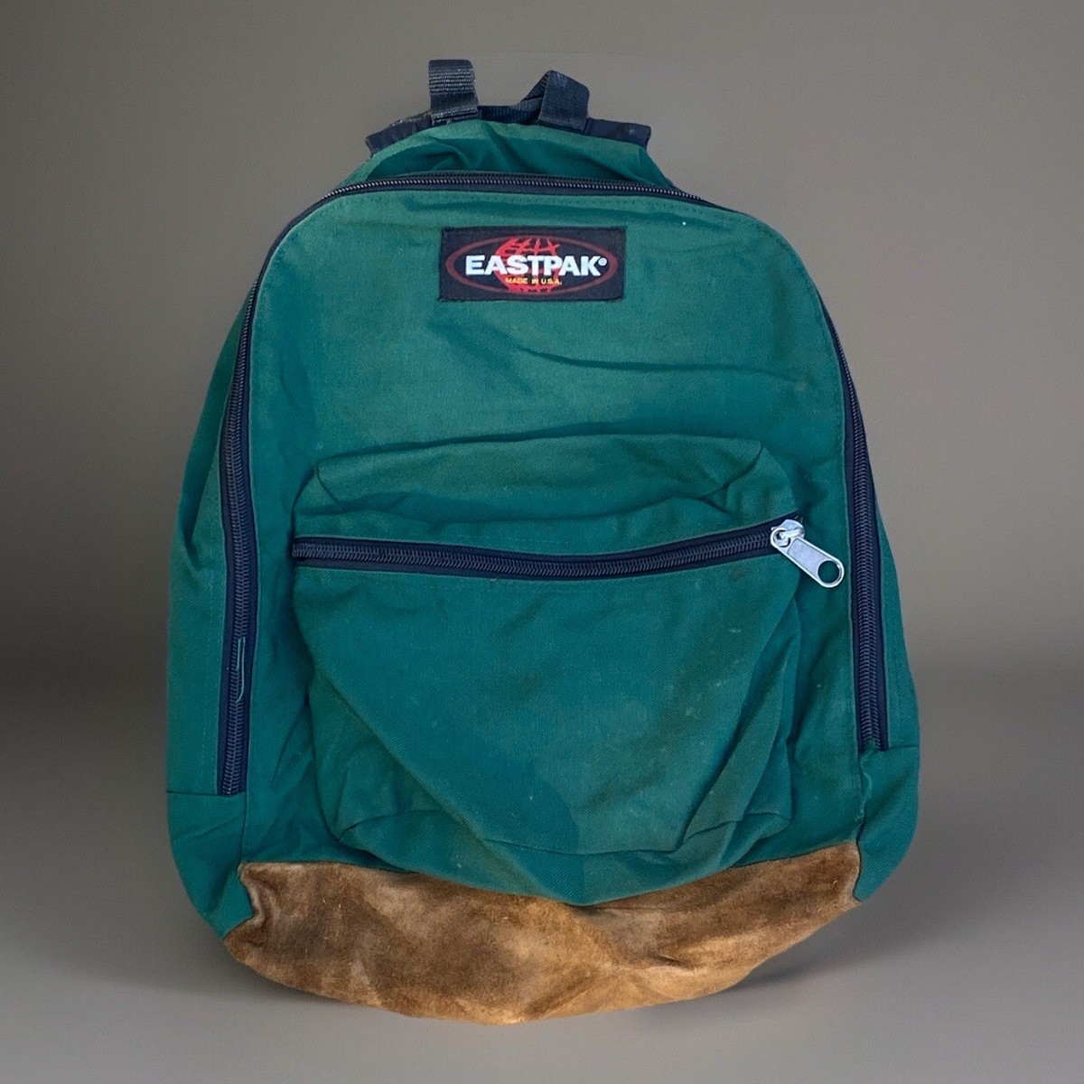 【デッドストック】EASTPAK Backpack Made in USA Eastpak Backpack Made In USA Green Leather Suede Bottom