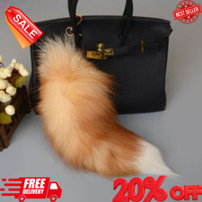 NEW Genuine Peach Fox Tail Keychain Luxurious Exquisite Cosplay Accessory Gift