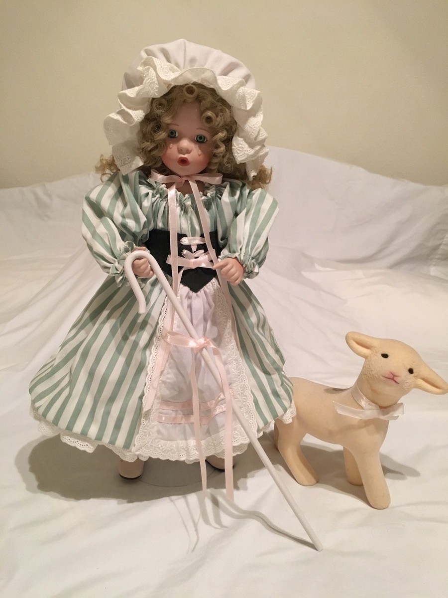 Ashton Drake 15 inch Little Bo Peep Porcelain Doll with lamb EC,no box