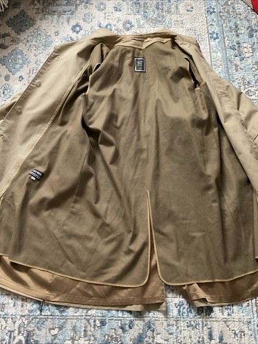 VTG Men’s Christian Dior Monsieur Trench Coat Tan 46R Wool Insert Belted Read! - Picture 9 of 16