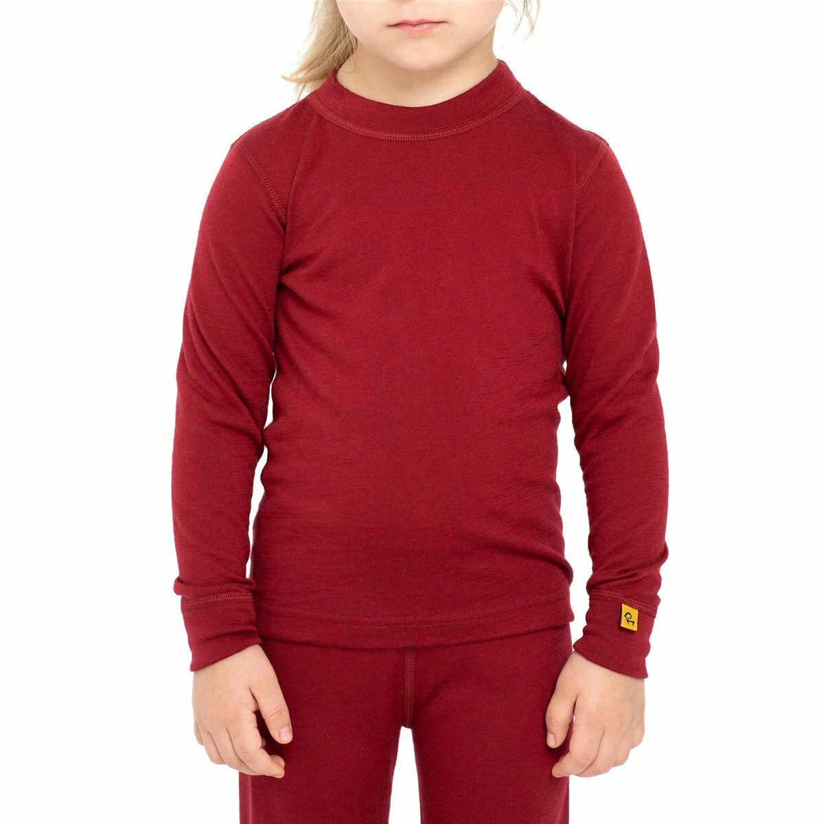 Organic Merino Wool Kids Long Sleeve Top * Thermal Base Layer 160 Cherry Red
