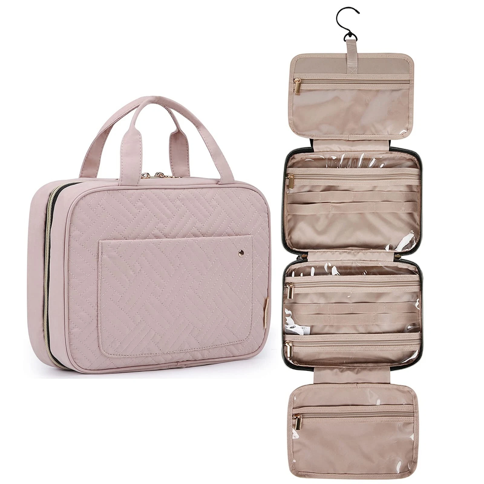 BAGSMART Toiletry Bag Travel Bag with Hanging Hook, Water-resistant Makeup Co...