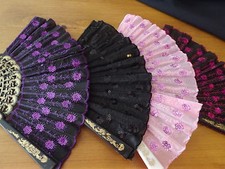 NEW SPANISH FOLDING FAN VICTORIAN REINACTMENTS 9" LONG NWT U CHOOSE COLOR