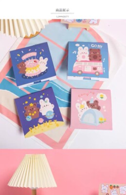 3D Pop-Up Pink Birthday Card: Cute Sweet Bear Rabbit Animal Get Well Soon Card
