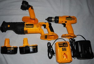 DeWalt Power Tool Lot-Drill, Reciprocating Saw, Flashlight, Chargers, Batteries