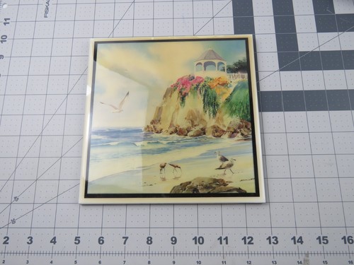 Made In Mexico Red Clay Trivet Plaque Wall Art Ocean Cliff w/ Gazebo Flowers - Picture 8 of 9