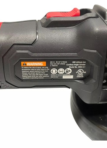 HYPER TOUGH 20V MAX Cordless Angle Grinder 2902.5.1 Tool Only New Open Box - Picture 6 of 10