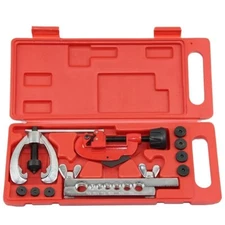 Copper Brake Fuel Pipe Repair Double Flaring Dies Tool Set Clamp Kit Tube Cutter