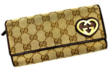 GUCCI GG Canvas Wallet heart logo Leather Blown Authentic "Made in ITALY"