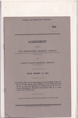 Hudson & Manhattan Contract Agreement between The Pennsylvania Railroad