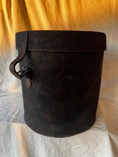 Vintage Antique Steampunk Large Tall Black Hat Box/Storage Container with Handle