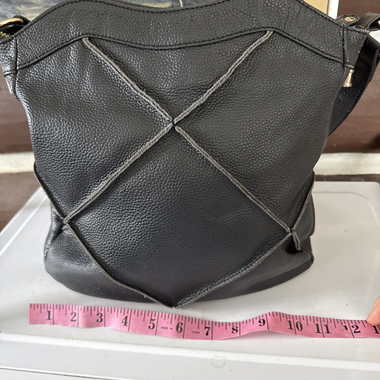 Vintage Boho Patchwork Leather Black Shoulder Bag… - image 6