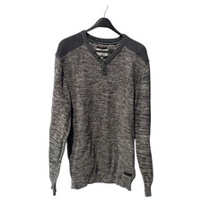 Spirit o Fresco ProJek Men's Henley Sweater Size L Marled Gray Long Sleeve