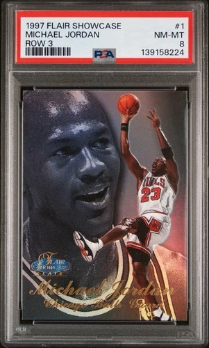 Fleer 1997 Flair Showcase Michael Jordan #1 Row 3 PSA 8 Graded Card
