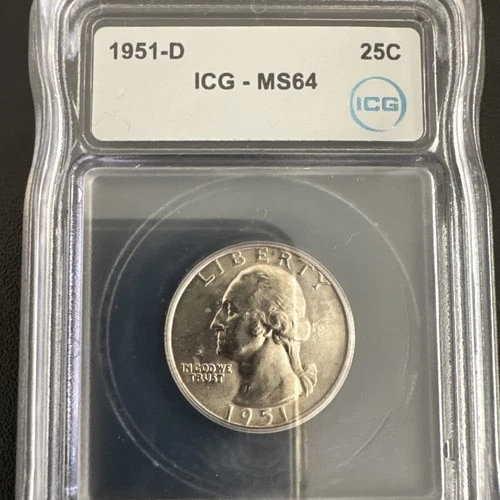 1951-D 25c Silver Washington Quarter ICG MS 64 Denver