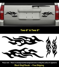 Racing Tribal Flames Hot Rod Fire Four PK Black Vinyl Decal Car Truck Motorcycle