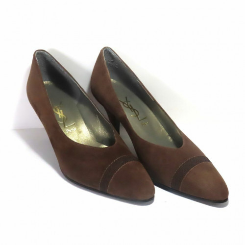 Saint Laurent YSL decolte tacco EU35 5 US5 5 camoscio marrone scuro dal Giappone