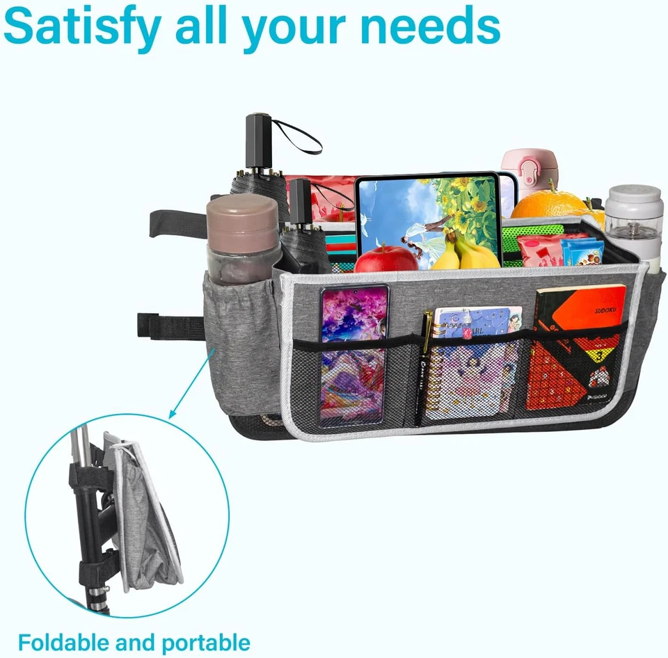 Upgrade Walker Basket Walker Bag for Folding Walker with 2 Cup Holder,Bag for Wa - Image 3 of 4