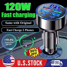 6-in-1 Multi-Port Adapter Car Charger with Display USB 3.0/3.1A Fast Charging