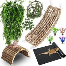 Bearded Dragon Tank Accessories, Large Reptile Bridge Hammock Flexible - Jungle