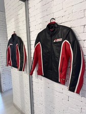 Giacca Moto Vintage Dainese Pelle Rosso/Nero con Strisce Bianche - Taglia 44