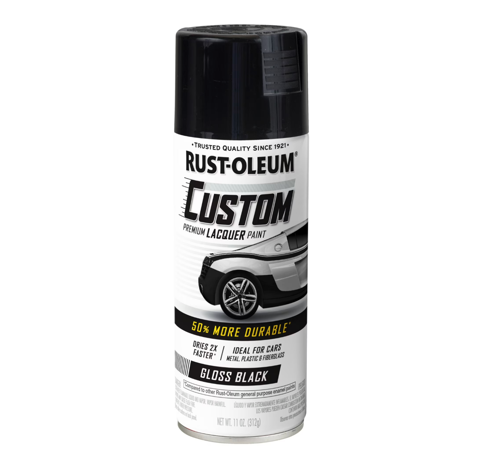 Automotive Custom Lacquer Gloss Spray Paint, Black, 11 Oz