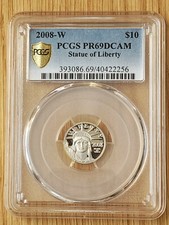 2008-W $10 PLATINUM EAGLE PCGS PR69 DCAM KEY DATE 1/10 Oz STATUE Of LIBERTY 3605.40 per troy oz