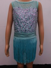 Dance Costume Curtain Call E2192 XS Child Aqua Blue Jazz Latin Theater Tap