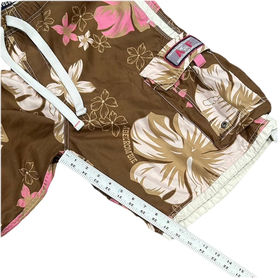 Y2K Abercrombie & Fitch Tugger Shorts Men Large Board Lined Pink Brown - Image 4 of 4