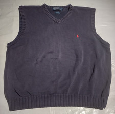 Polo Ralph Lauren XL vintage blue faded cotton knitted vest
