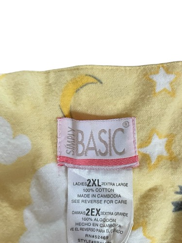 Vintage Flannel Nightgown Sheep Stars Moons Soft Yellow Women’s 2X Whimsical - Picture 8 of 9
