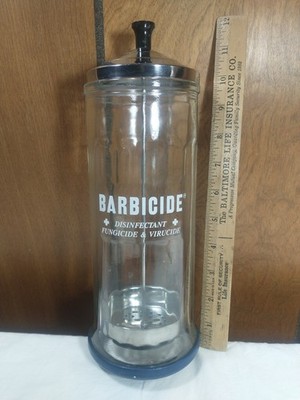 Barbicide Disinfectant Glass Jar King Research Inc Lg 11.5'' tall, Vintage Barber