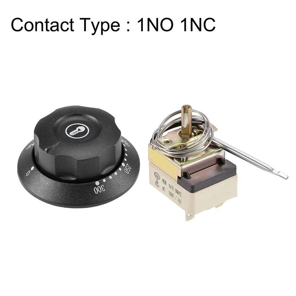 1NO 1NC 250V 16A 50-300C Capillary Thermostat 0.7m w/ 2 Screws&3 Crimp Terminals - image 3 of 4