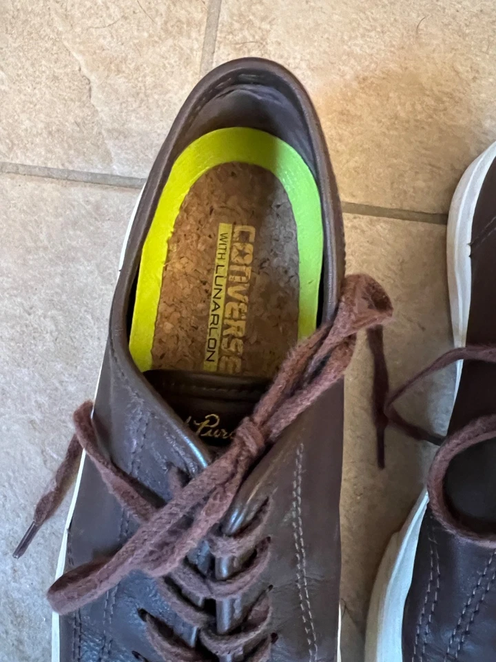 Zapatillas bajas Converse Jack Purcell de cuero marrón usadas en excelente estado 9,5 Foto 2 de 4