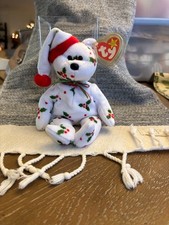 TY beanie baby Holiday Teddy 1998 with tag and clear display box