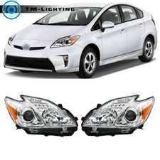 For 2012 2013-2015 Toyota Prius Rightleft Side Halogen Headlight Chrome Housing