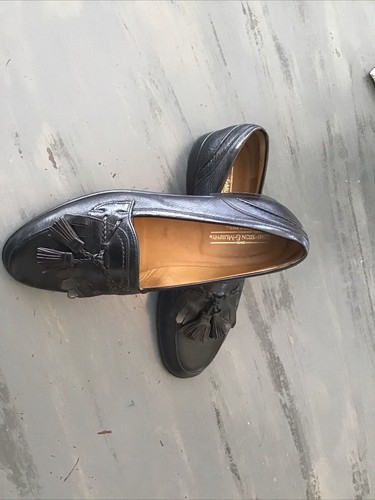 JOHNSON & MURPHY Mens Cellini Shoes Loafers Black Tassel Made in Italy Size 9 M - Picture 8 of 9