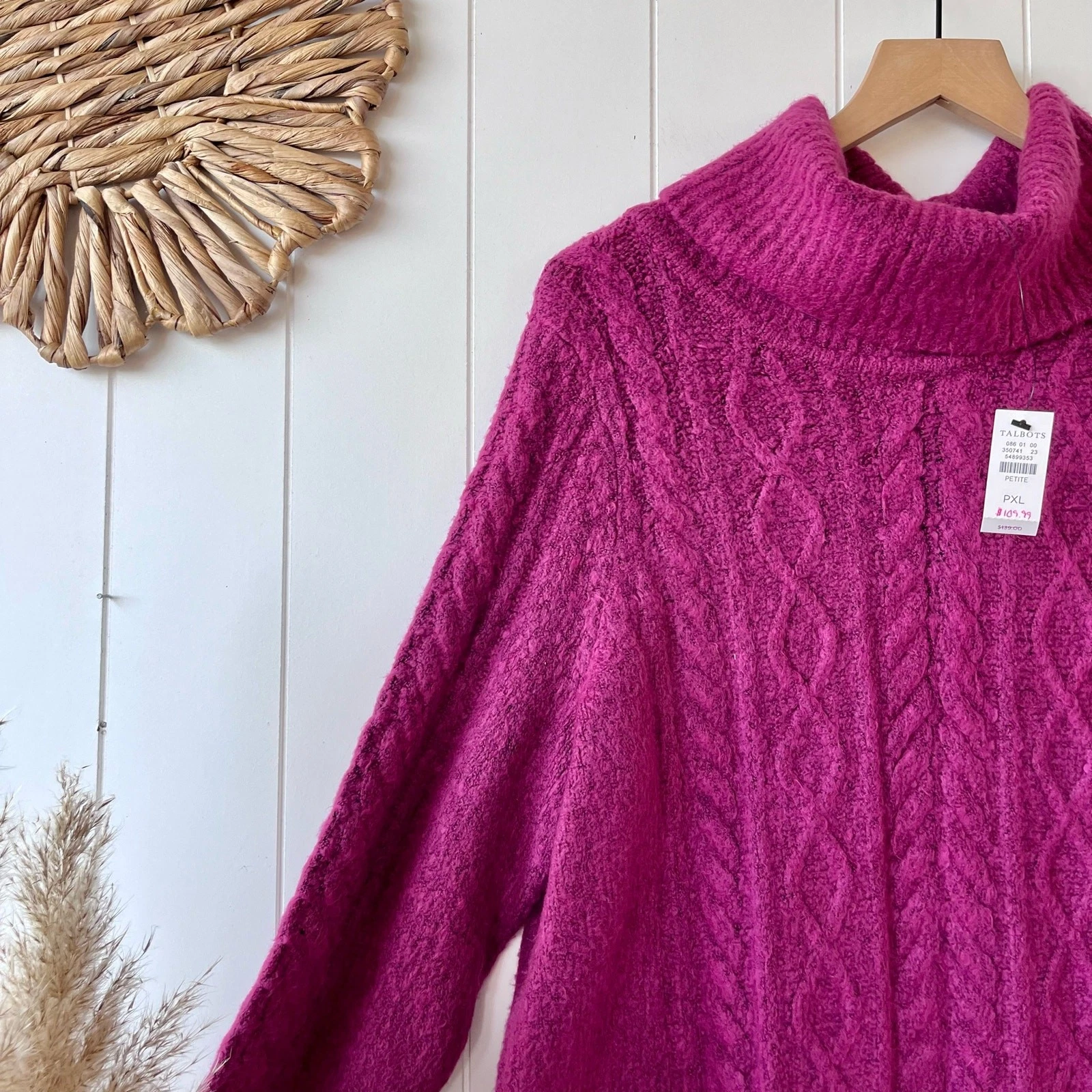 VALENTINO Talbots maglione vestito maglia cavo P XL collo cappuccio elasticizzato