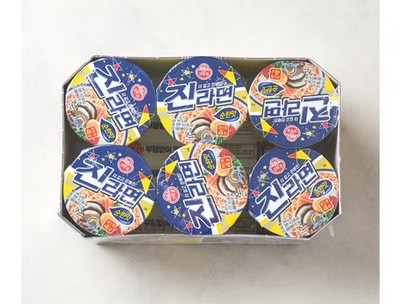 Korean Instant Ramen Ottogi Jin Mild Mini Cup (6-Pack) + FREE 6 Pairs Chopsticks