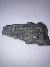 Vintage Train Engine 1002 Bergamot Brass Works Belt Buckle 1978 Silver Tone