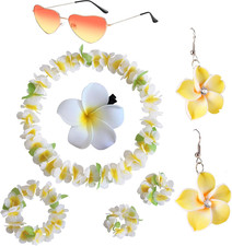 8-teilig Hawaii Blumenkette Set mit Armbändern Sonnenbrille und Haarschmuck